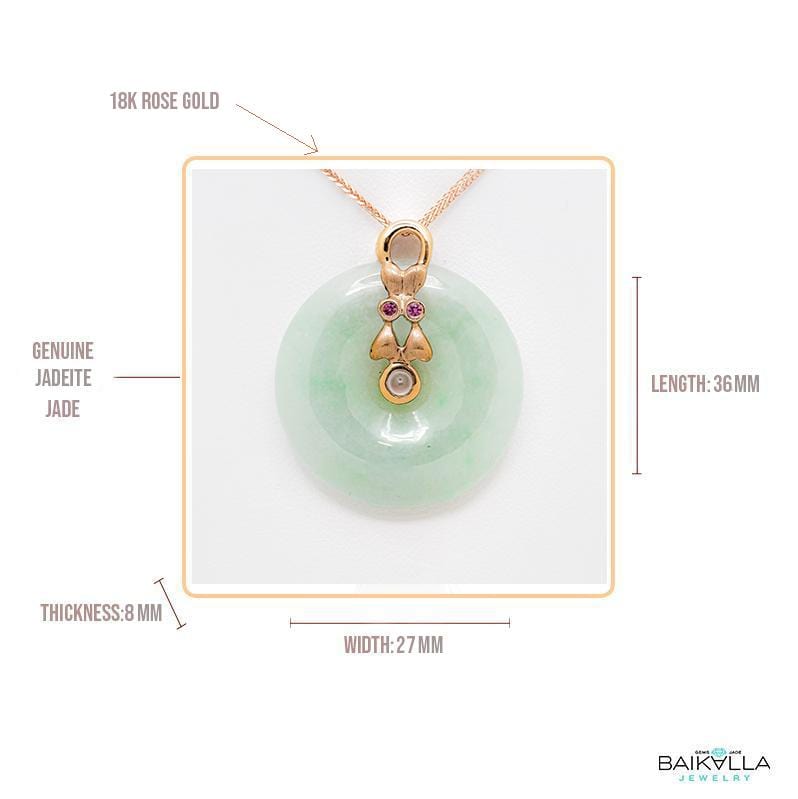 18k Rose Gold Genuine Jadeite Constellation (Gemini) Necklace Pendant with Ruby